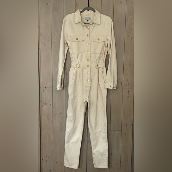 Triarchy Denim Jumpsuit in Off White - Picture 5 of 7